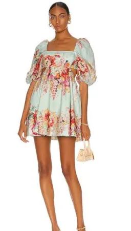 Zimmermann Mae Cut Out Mini Dress Floral Size 1 / AU 10 for rent on The Volte - image 2