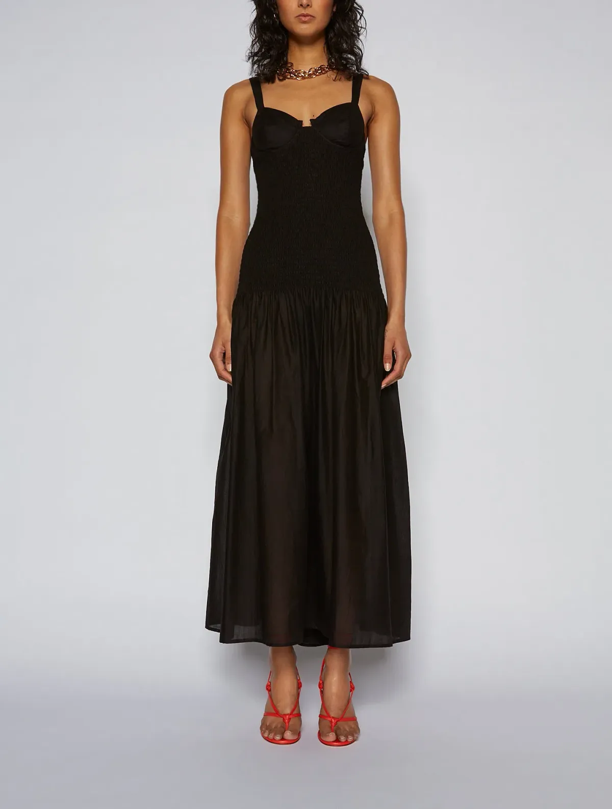 Scanlan Theodore Cotton Bralette Midi Dress Black Size 8 / S - Image 1