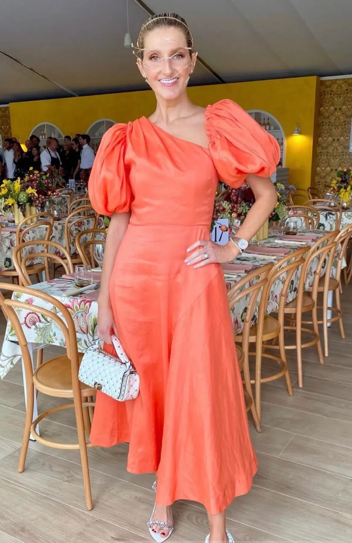 Aje Maia Off Shoulder Midi Dress Orange Size AU 14 / XL - Image 2