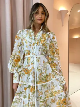 Alemais Songbird Tiered Midi Dress Citrus Size 8 for rent on The Volte - image 2