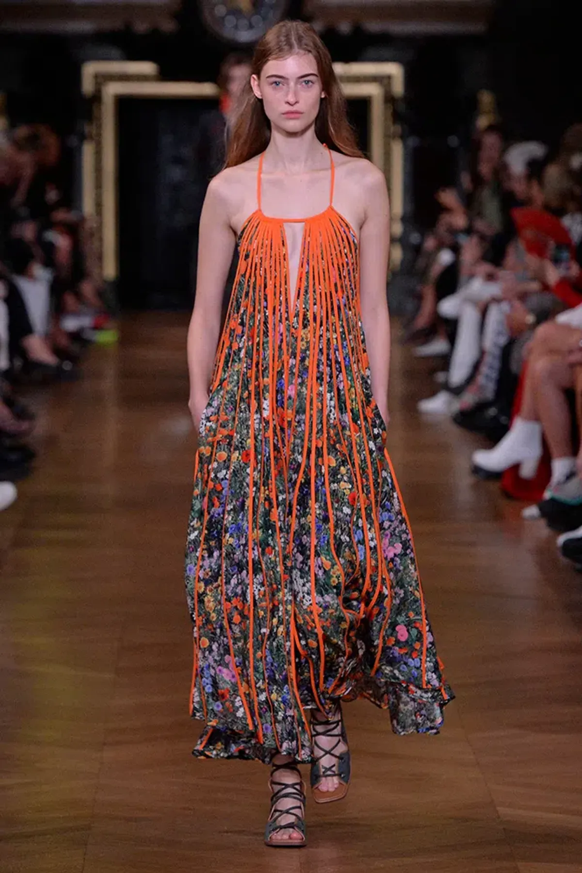 Stella McCartney Klara Floral Pleated Silk Maxi Dress Multi Size 8 - Image 1