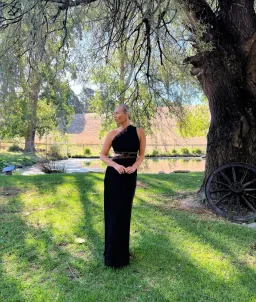 Misha Collection Jillian Satin Maxi Dress With Lace Cut Out One Shoulder Detail Asymmetric Black Sir the Label Style Size AU 8 for rent on The Volte - image 5