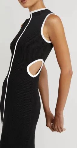 Dissh Binding Wheat Knit Midi Dress Black Size AU 10 for rent on The Volte - image 3