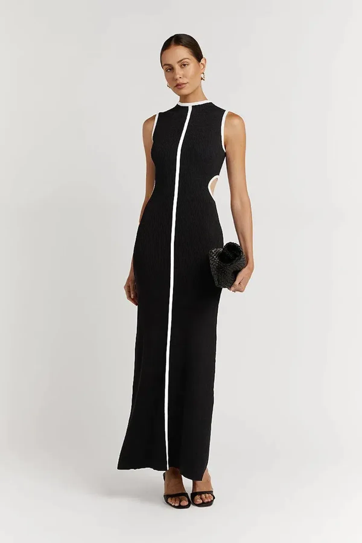 Dissh Binding Wheat Knit Midi Dress Black Size AU 10 - Image 1