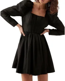 Aje Fleur Corset Long Sleeve Mini Dress in Black Size AU 6 for rent on The Volte - image 3