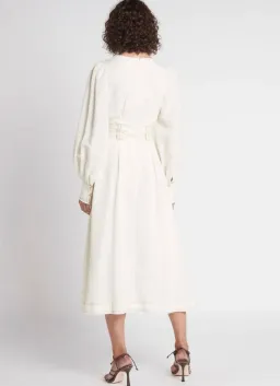 Aje Radiance Belted Midi Dress in Ivory Size AU 6  for rent on The Volte - image 2