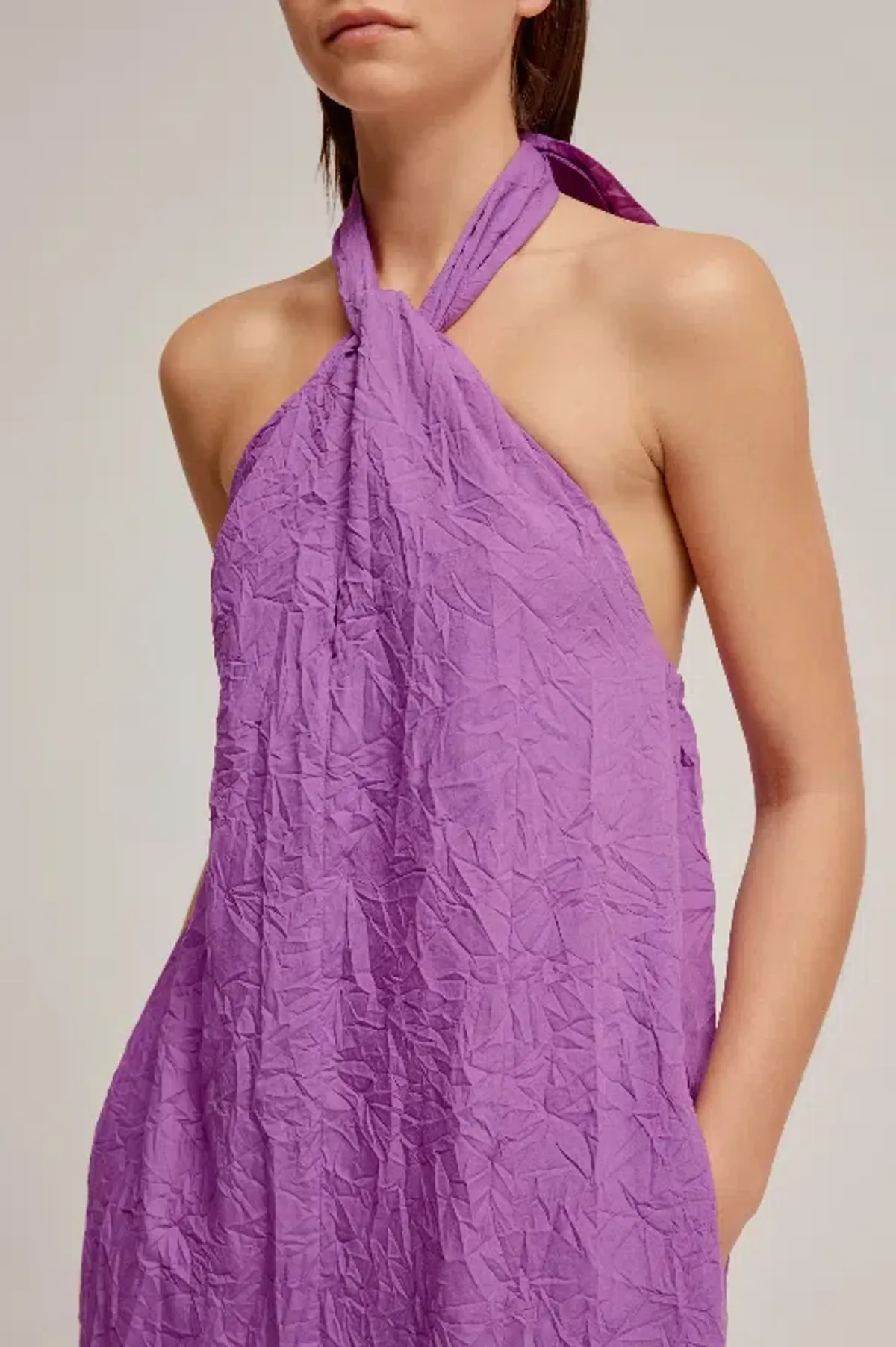 Venroy Crushed Halter Dress Purple Size AU 10 - Image 2