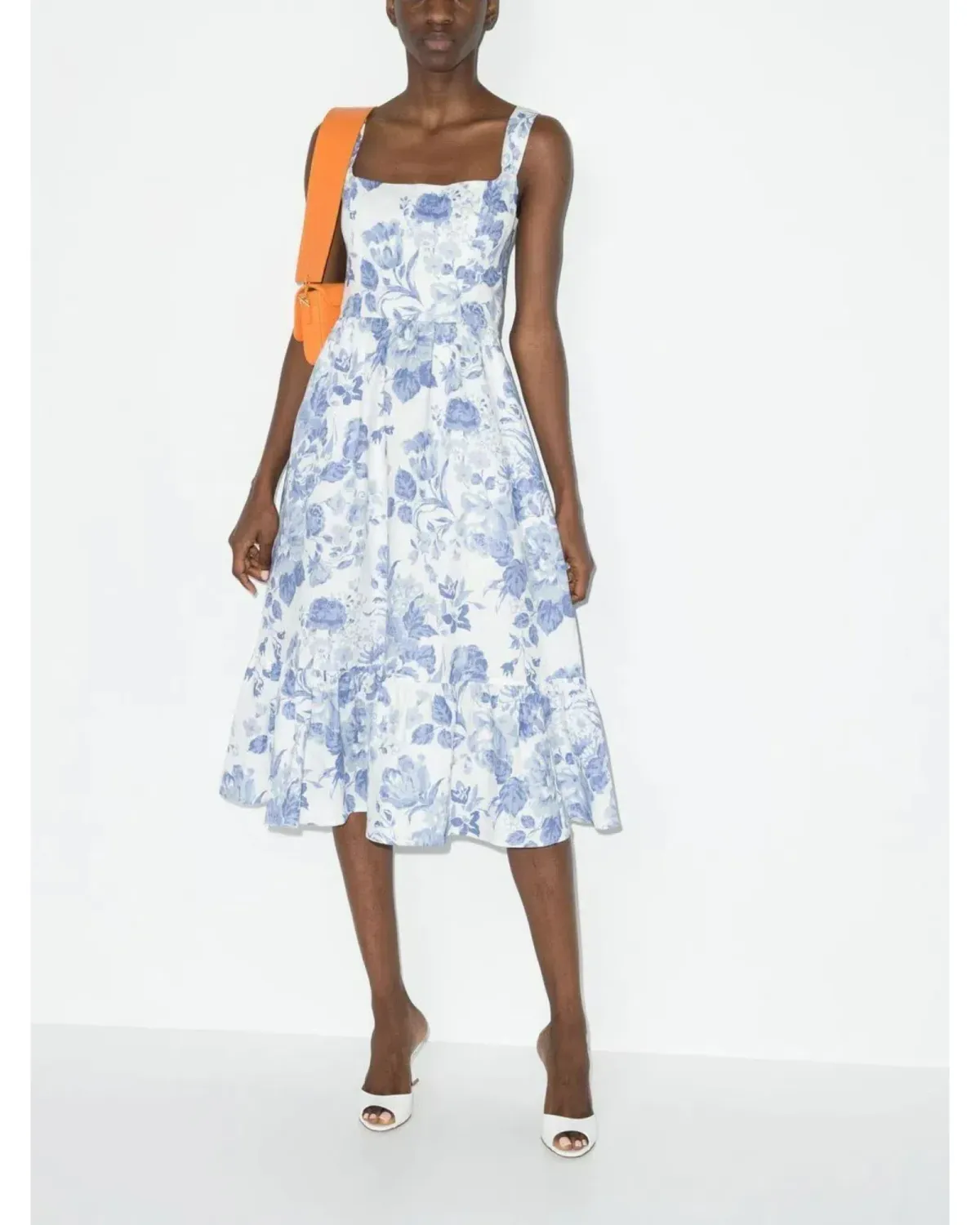 Reformation Square-Neck Tiered Midi Dress Floral Print Size AU 8 - Image 1