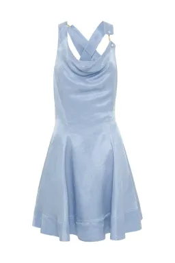 Aje Liberty Asymmetric Dress Blue Size AU 6  for rent on The Volte - image 3