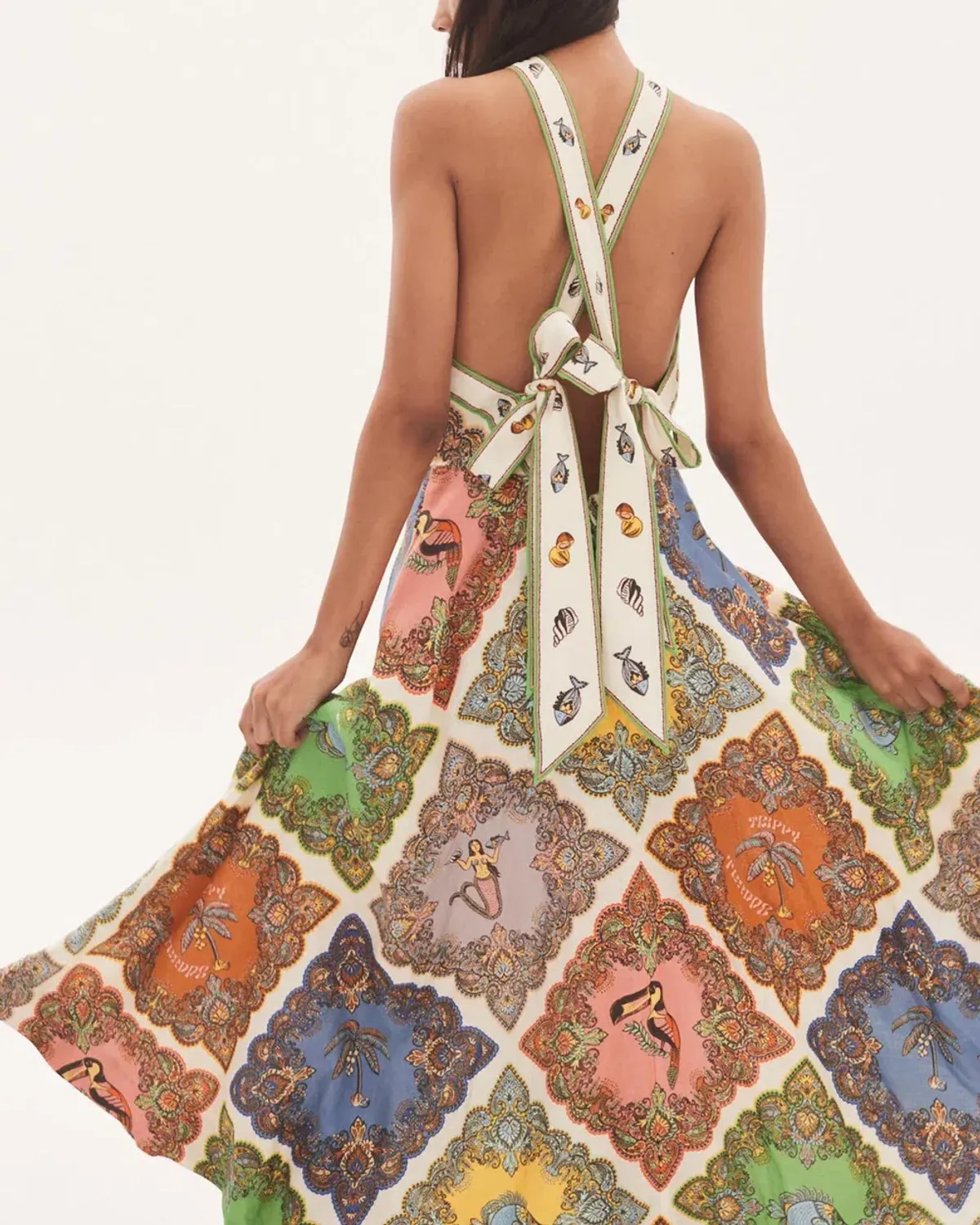 Alemais Trippy Troppo Halter Midi Dress Multi Print Size 8 - Image 6