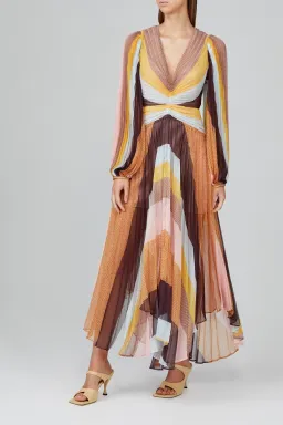 Acler Astone Midi Dress Rainbow Stripe Size 14 for rent on The Volte - image 1
