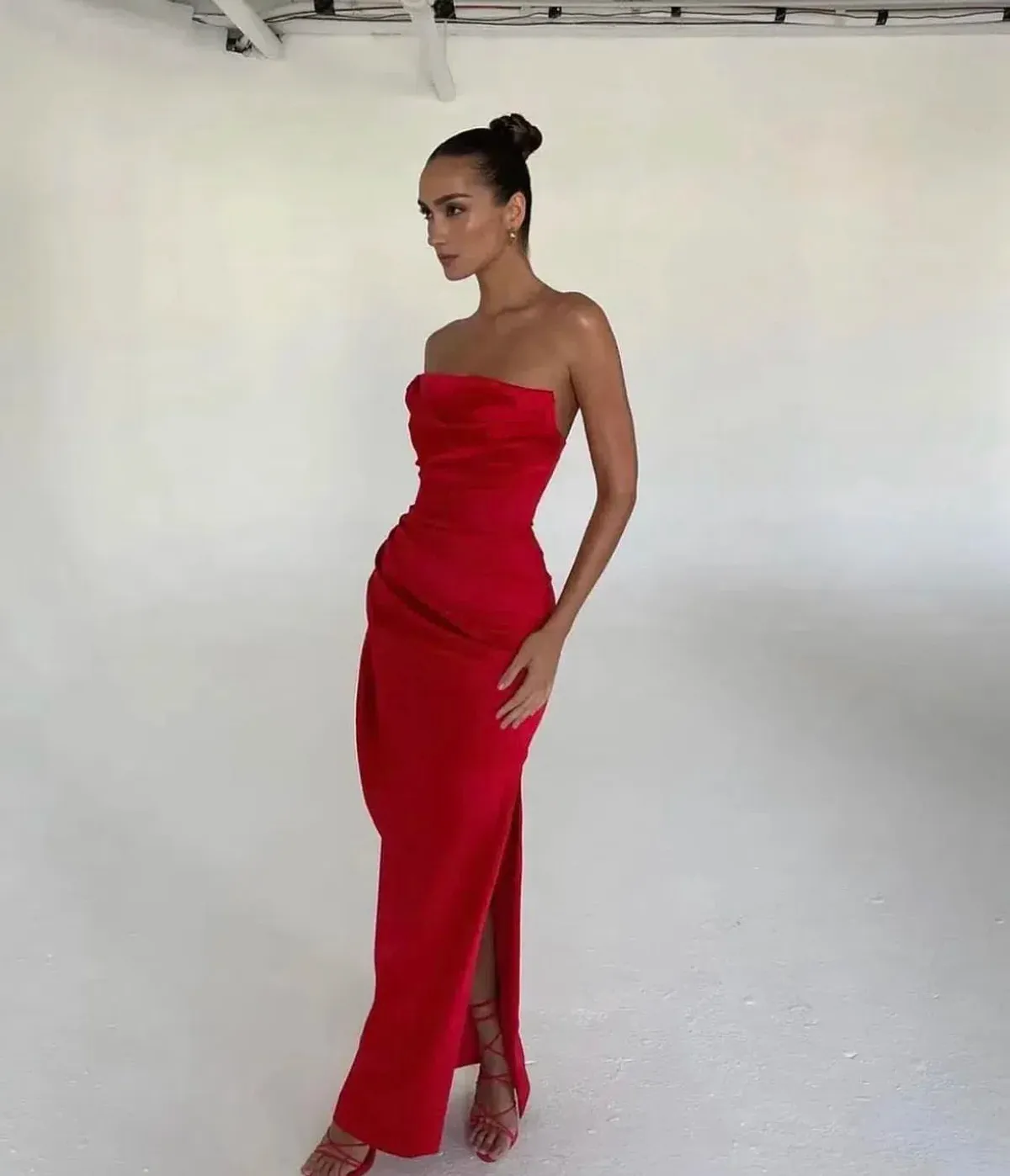 House Of CB Adrienne Strapless Corset Dress Red Size S/AU 8 - Image 4