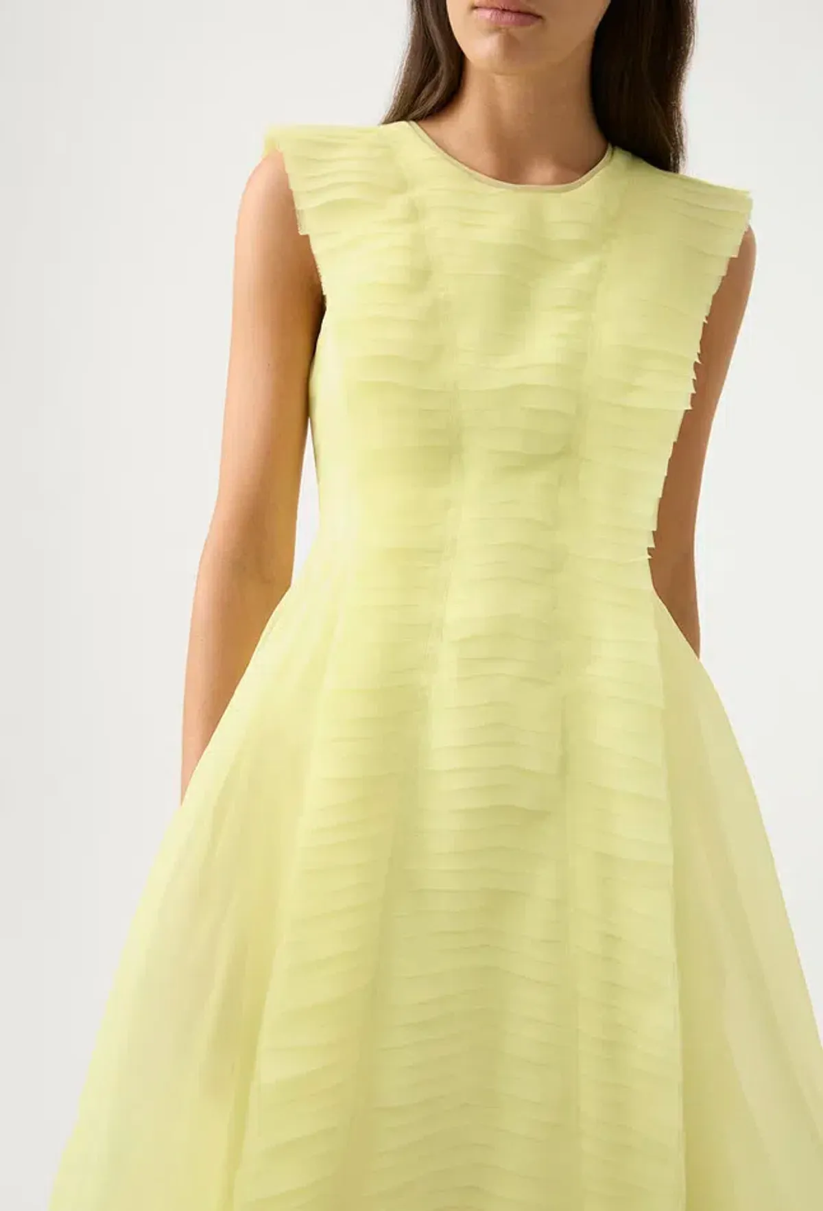Aje Astrid Pleat Panel Midi Dress Yellow Size 12 - Image 2