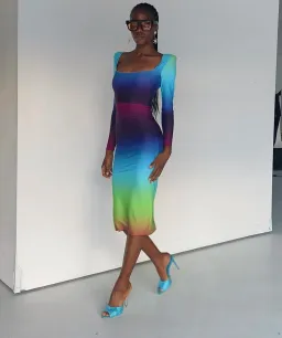 Alex Perry Toryn Ombré Stretch Jersey Midi Dress Gradient Size 8 for rent on The Volte - image 3