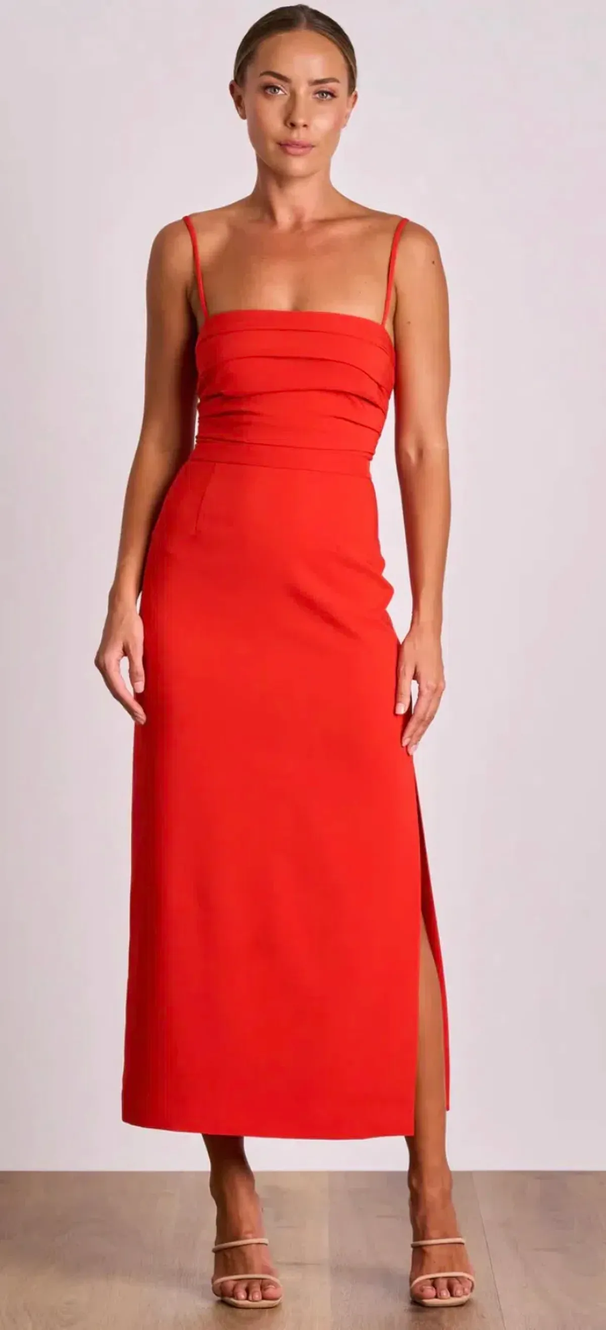 Pasduchas Emerson Column Midi Dress Red Size 8 - Image 1