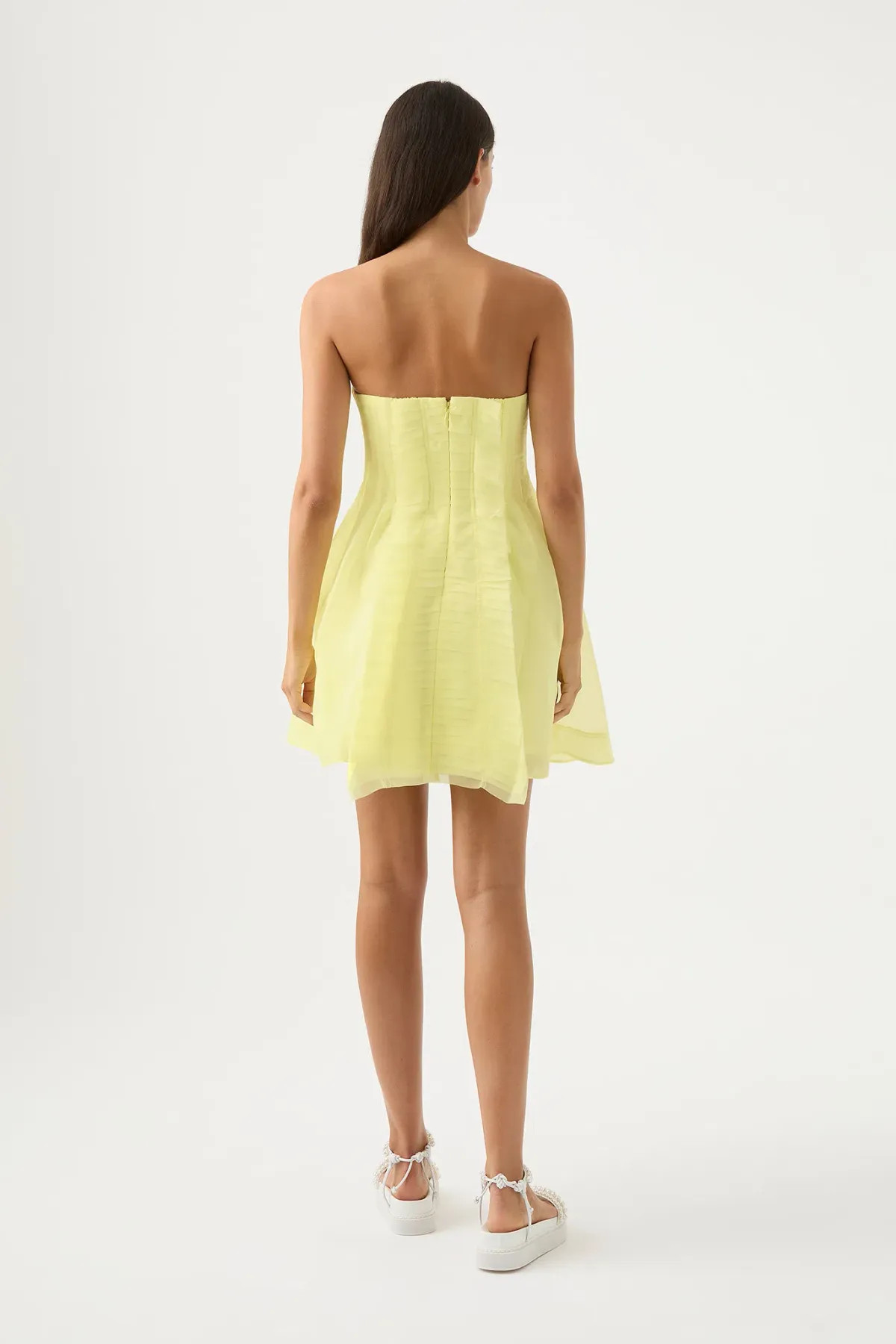 Aje Aspect Mini Dress Lemon Yellow Size AU 6 - Image 3