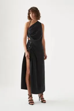 Aje Allure Draped Cami & Mika Split Midi Skirt Set Black Size XS / AU 6 for rent on The Volte - image 1