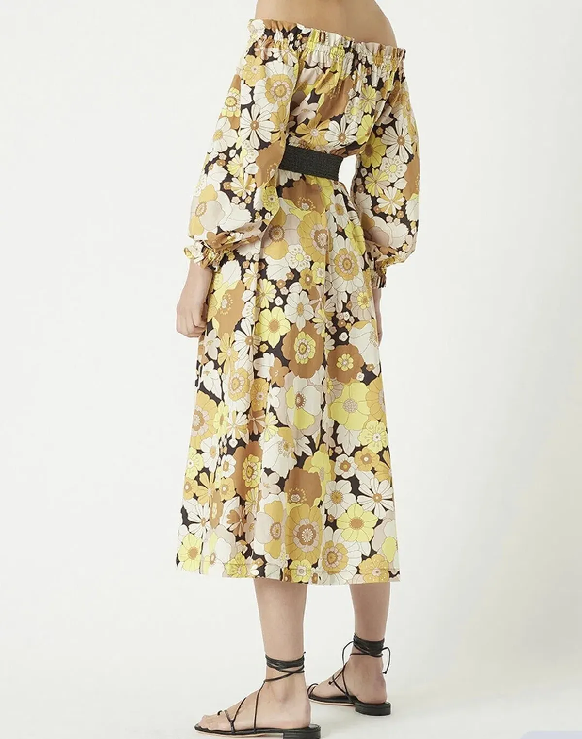 Rebecca Vallance Fiore Midi Cotton Dress Yellow Sunflower Floral Size AU 8 - Image 2