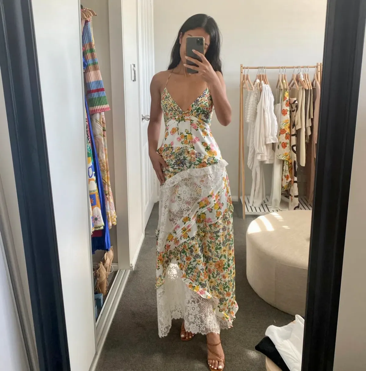 For Love and Lemons Rosalyn Maxi Dress White Size AU 10 - Image 3