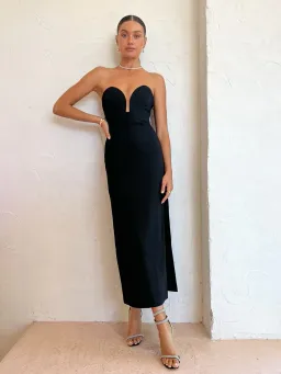 By Johnny Ginny Scoop Split Midi Dress Black Size 8 / S for rent on The Volte - image 6
