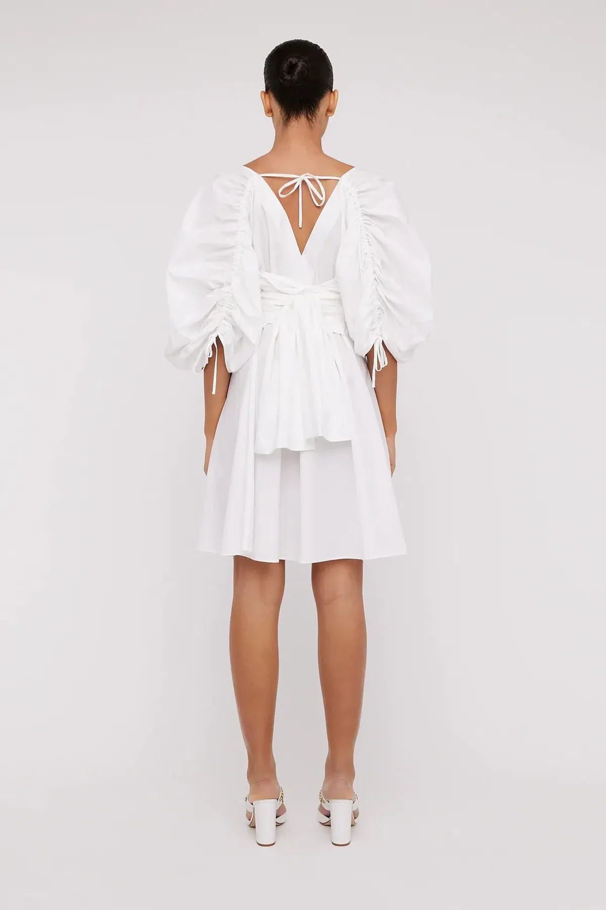 Scanlan Theodore Parachute Gather Sleeve Mini Dress White Size 6 / XS - Image 3