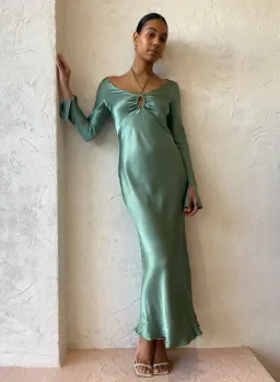 Bec & Bridge Malyka Long Sleeve Maxi Dress in Moss Green Size 8 for rent on The Volte - image 7