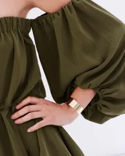 Shona Joy Leticia Off The Shoulder Tie Mini Dress Green Size 8 for rent on The Volte - image 5