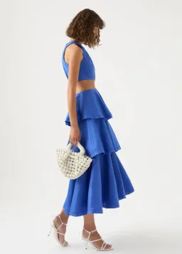 Aje Wave Cut Out Ring Midi Dress Marine Blue Size 10 for rent on The Volte - image 2