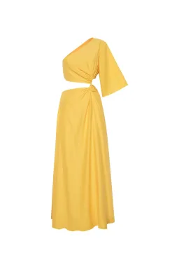 Camilla & Marc Wally One Shoulder Cut Out Maxi Dress in Honey Yellow Size 10 for rent on The Volte - image 8