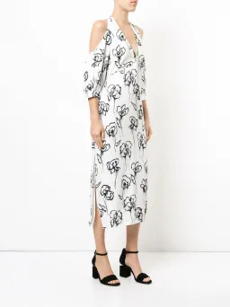 Manning Cartell Womens Midi Cold Shoulder Dress Rose Washer Black White Size 10 for rent on The Volte - image 2