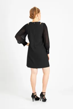 Hugo Boss Relaxed-fit Long-Sleeved Dress with Cut-Out Details Black Size 8 for rent on The Volte - image 4