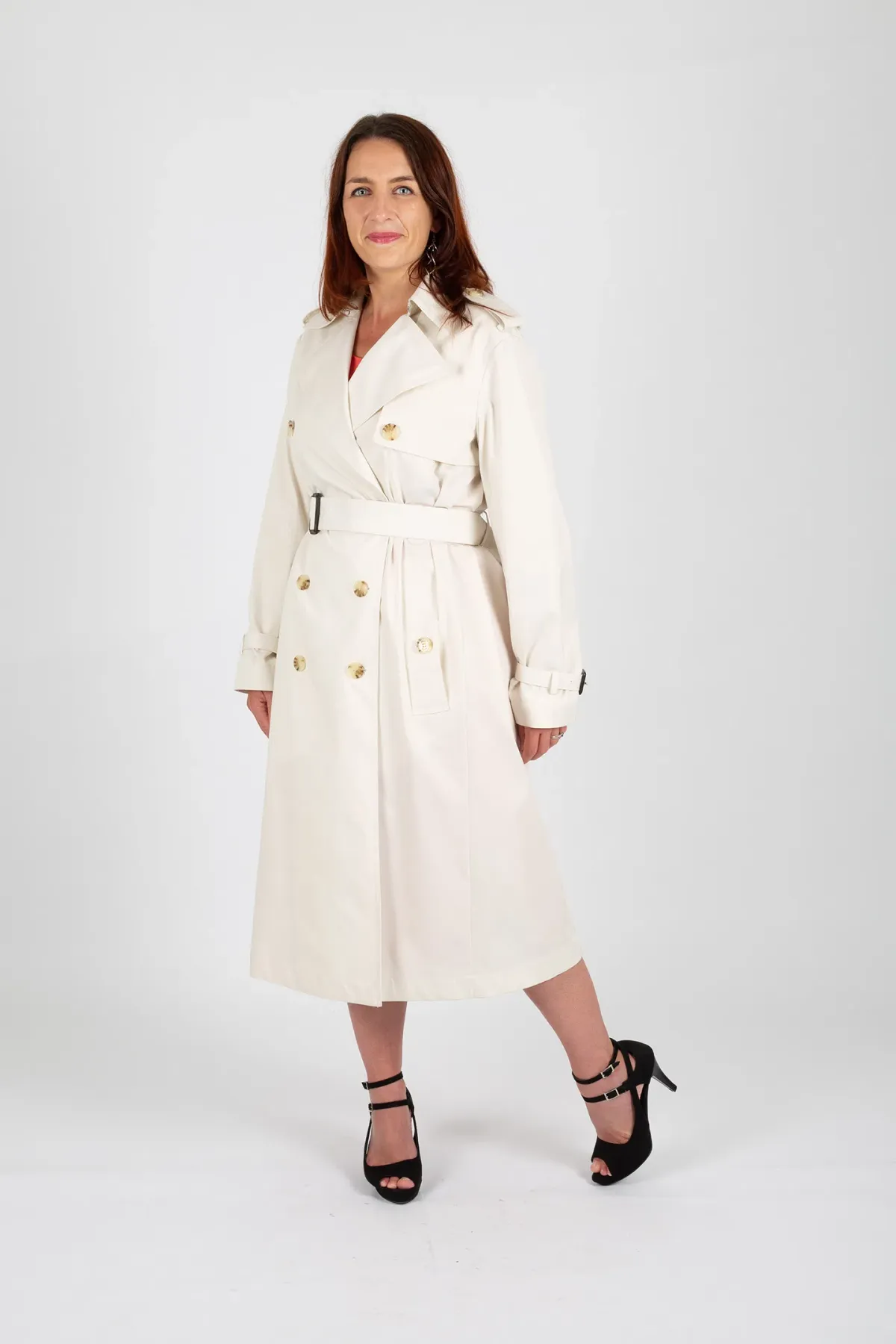 Hugo Boss Double-Breasted Trench Coat with Belted Closure White Size 10 - Image 2