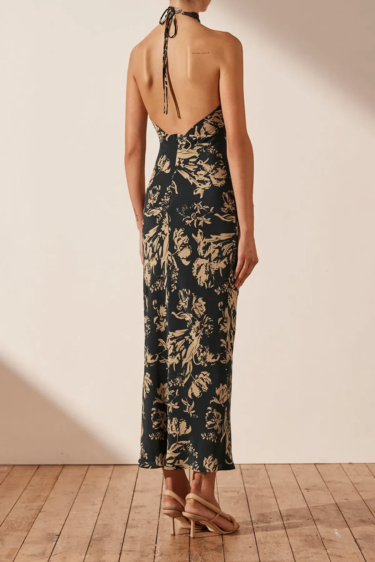 Shona Joy Dawn Silk Cross Front Halter Midi Dress Print Size 8 / S - Image 3