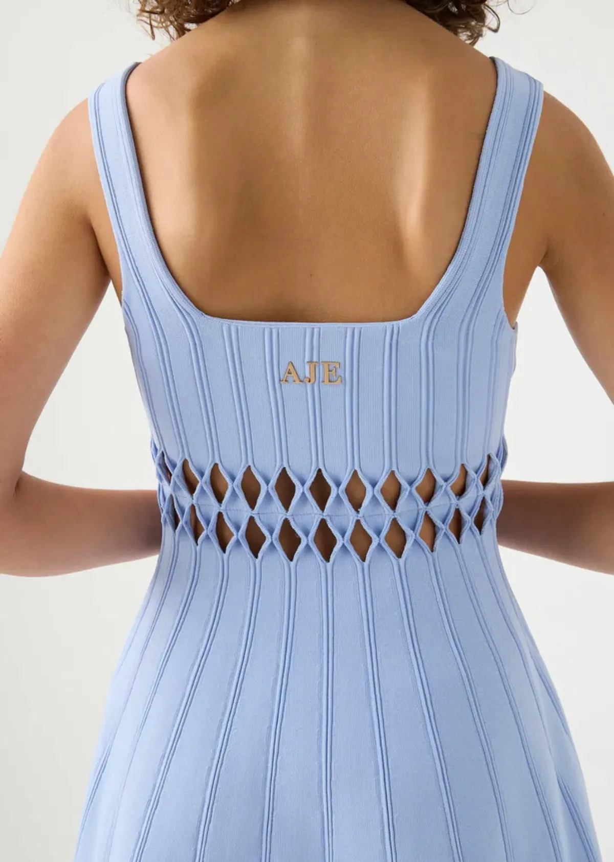 Aje Ney Diamond Cut Out Mini Dress Blue Size AU 8 - Image 3