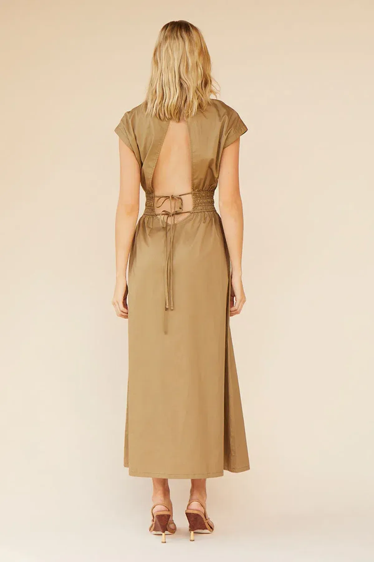 Suboo Rosanna Shirred Waist Long Dress Brown Size AU 8 - Image 2