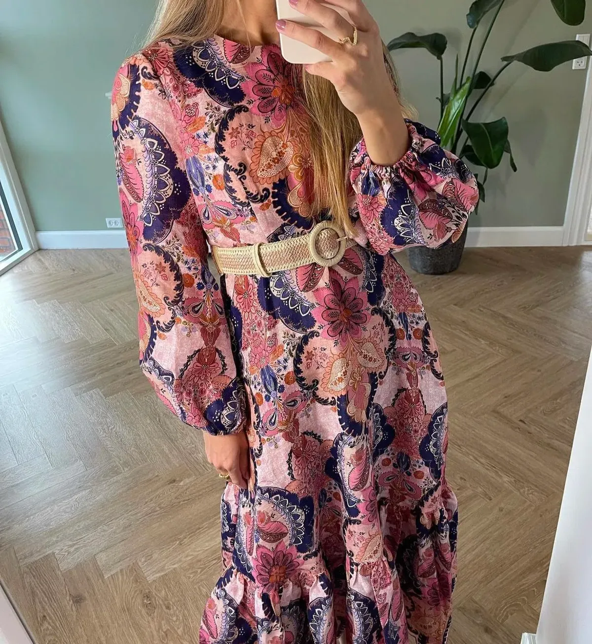 Zimmermann The Laurel Billow Emb Midi Dress in Navy Baroque Floral Size 2 /Au 12 - Image 3