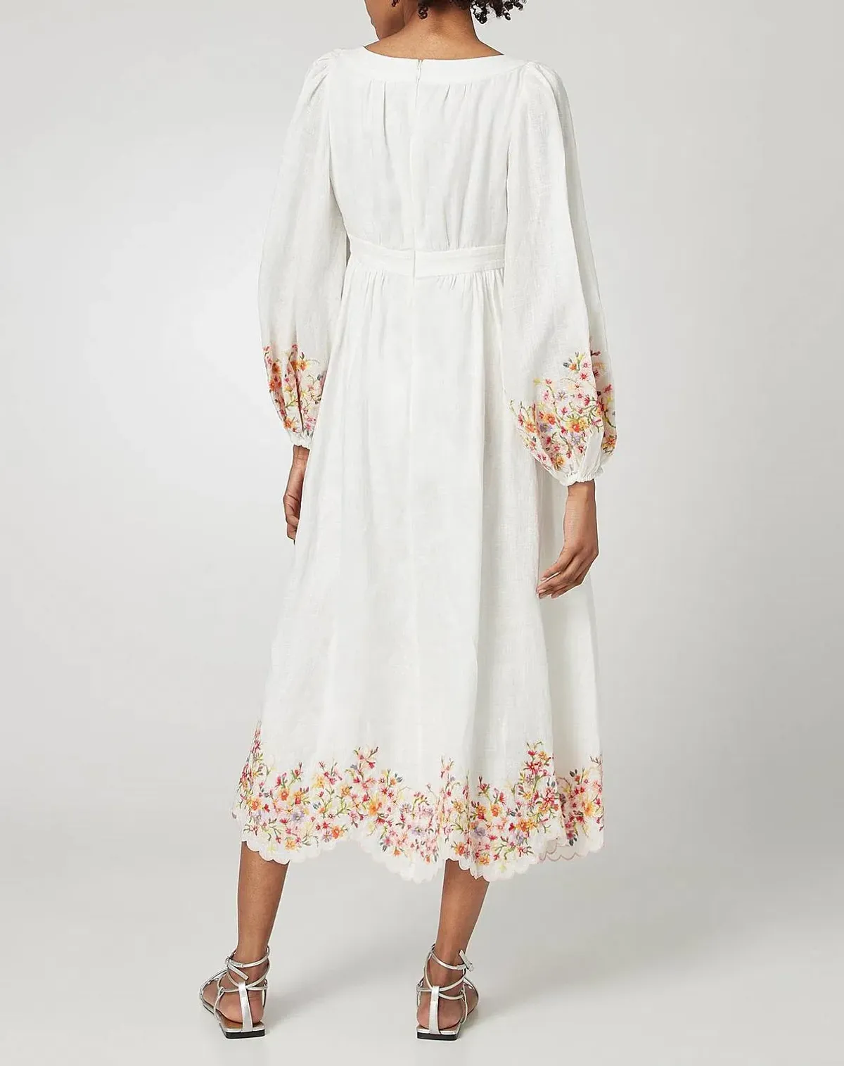 Zimmermann Mae Floral Midi Dress White Floral Size 1/AU 10 - Image 2