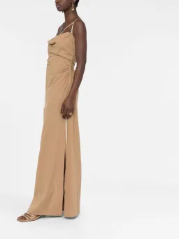 Jacquemus Ruched Maxi Dress Beige Size 8 for rent on The Volte - image 2