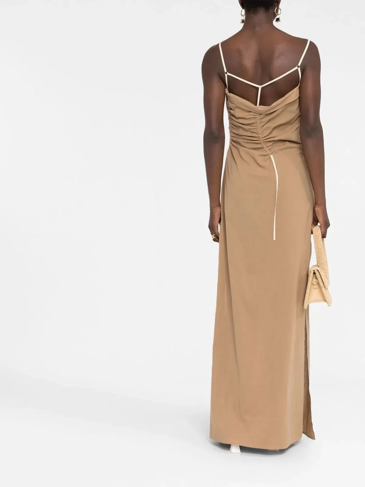 Jacquemus Ruched Maxi Dress Beige Size 8 - Image 3