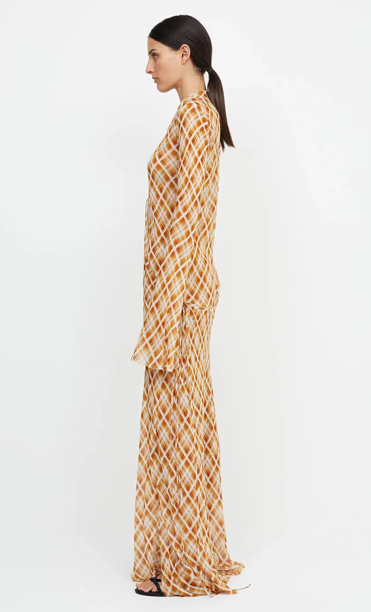 Bec & Bridge Sunflower Check Long Sleeves Maxi Dress Print Size 8 - Image 2