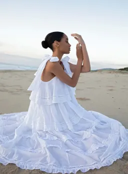 Joslin Studio Cosette Organic Cotton Midi Dress White Size AU 8 for rent on The Volte - image 4