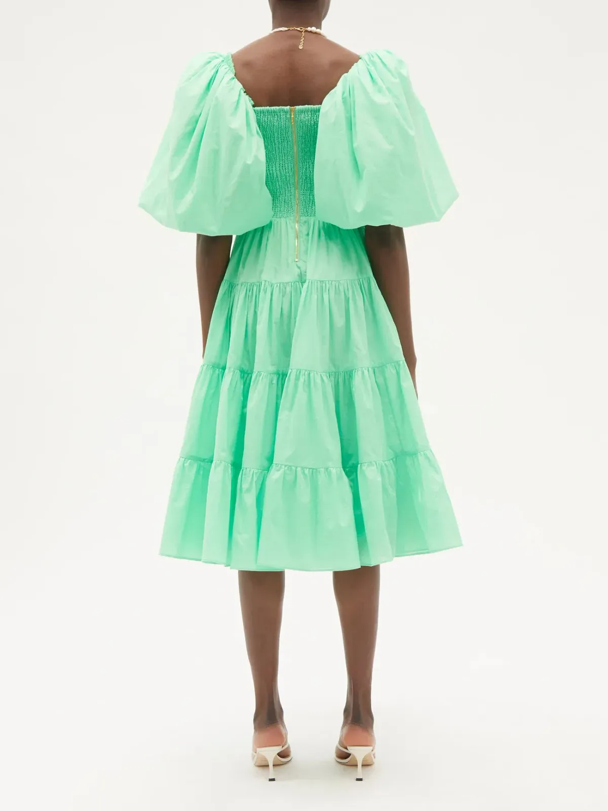 Aje Cherished puff-sleeve linen Dress Green Size AU 4 - Image 2