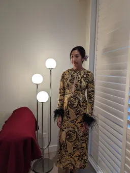 Alice McCall Gold Dust Feather Midi Dress Gold AU 8 for rent on The Volte - image 3