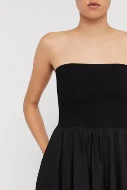 Scanlan Theodore Crepe Cotton Strapless Dress Black Size AU 8 for rent on The Volte - image 3