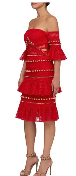 Thurley Heaven Dress Red Size AU 10 for rent on The Volte - image 2