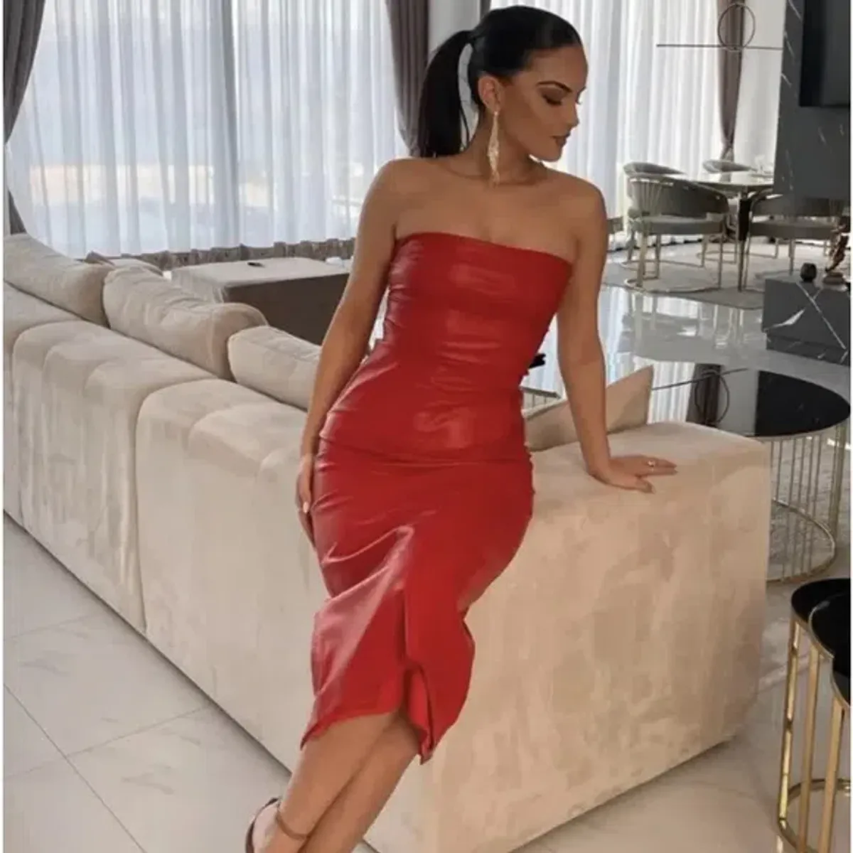 Girl On Fire Vegan leather dress - Image 2
