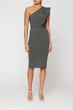 Scanlan And Theodore Ruffle Crepe Knit Dress Green Size AU 8 for rent on The Volte - image 1