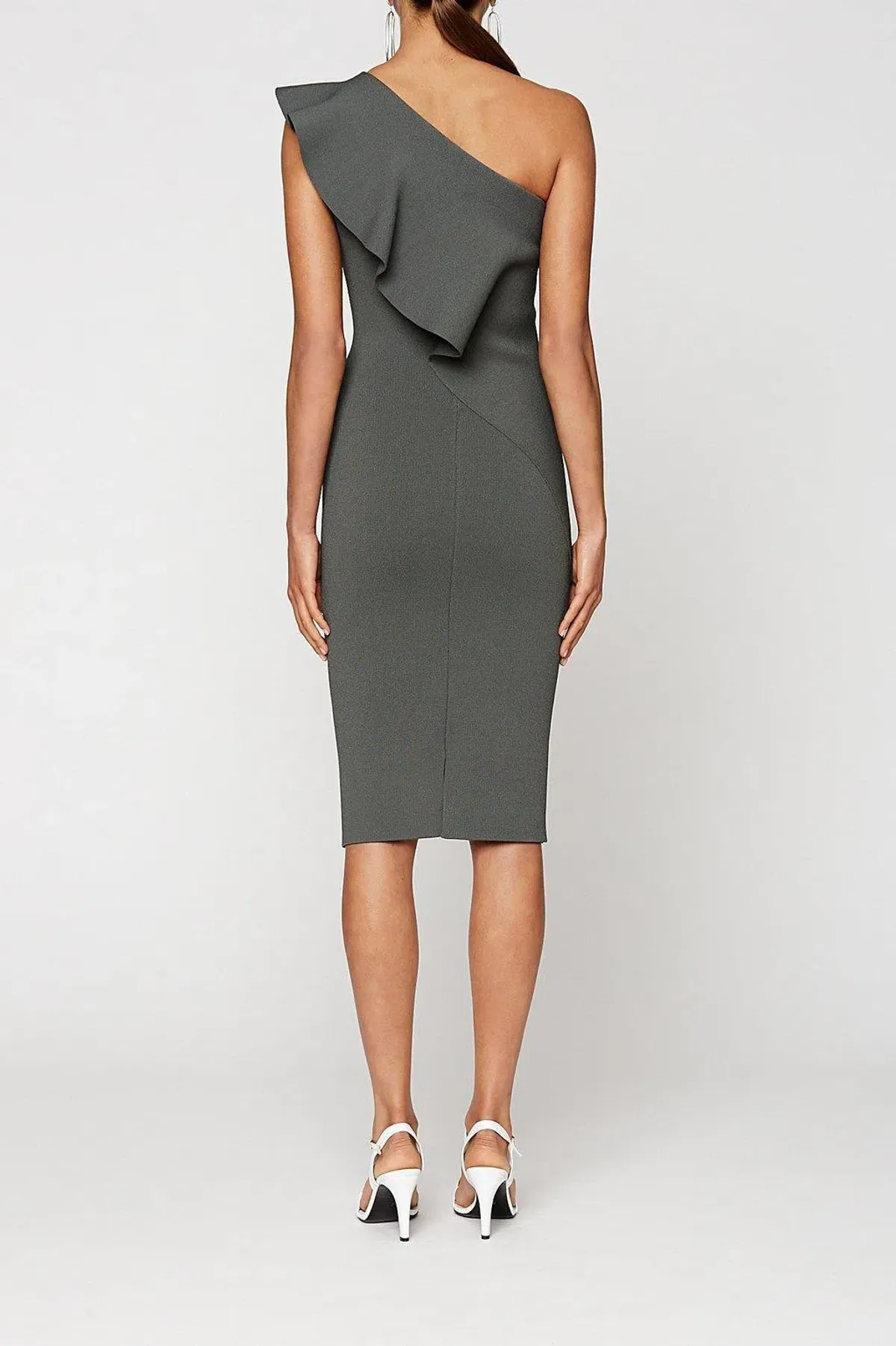 Scanlan And Theodore Ruffle Crepe Knit Dress Green Size AU 8 - Image 3