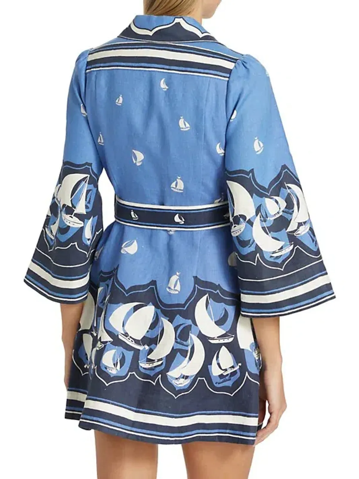 Zimmermann High Tide Mini Shirt Dress Blue Sailboats Size 1 / AU 10 - Image 3