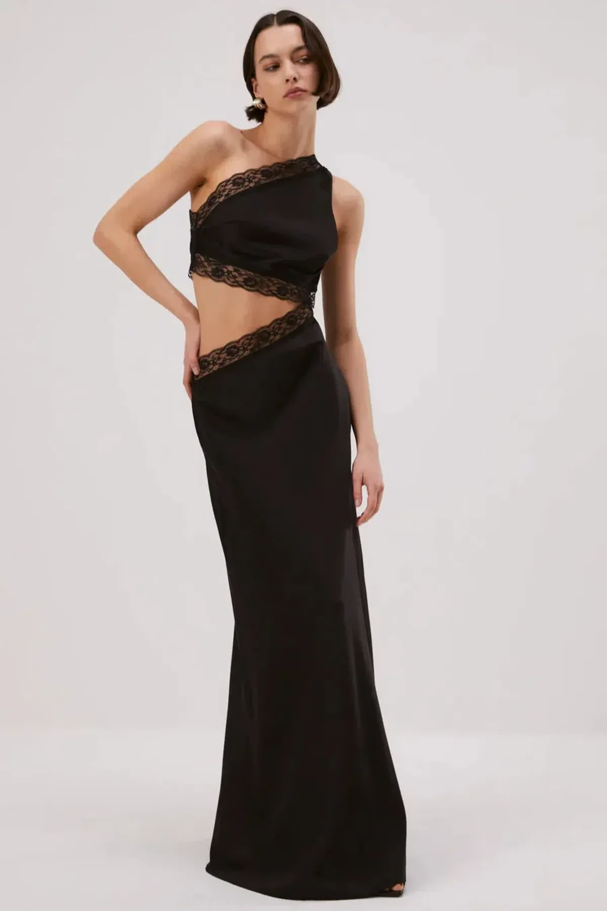 Misha Collection Jillian Satin Maxi Dress Black Size XS / AU 6 - Image 4